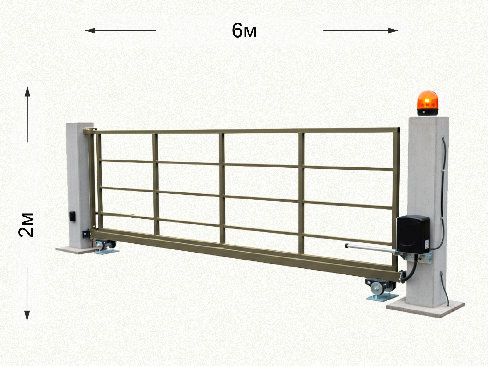 Автоматические откатные ворота 6 м, цвет: Слоновая кость