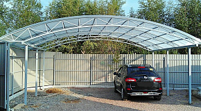 Навес для двух автомобилей 4,5*8*2,2 м из поликарбоната